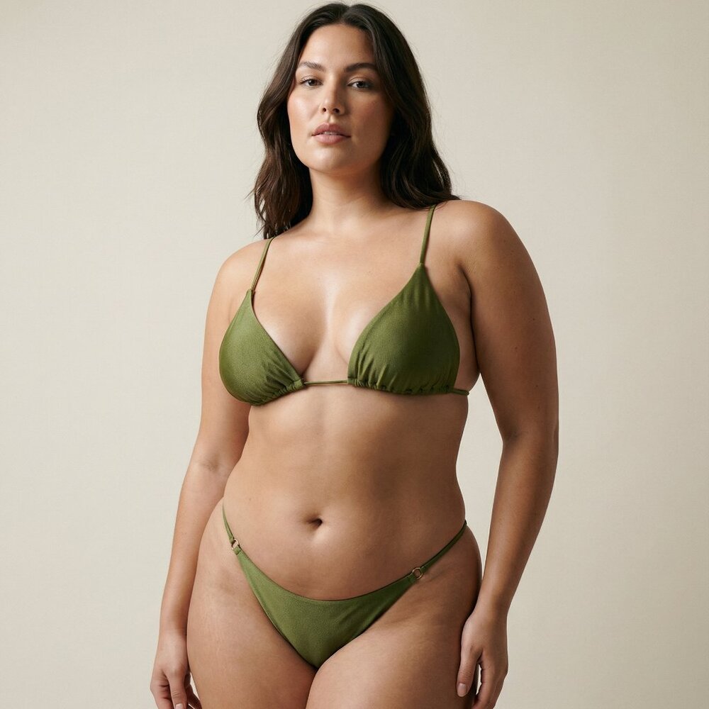 JADE SWIM Olive Green Triangle Bikini Set